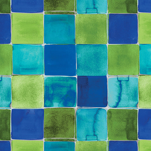 Prismatics - Watercolor Squares Turquoise/Multi -16089-84