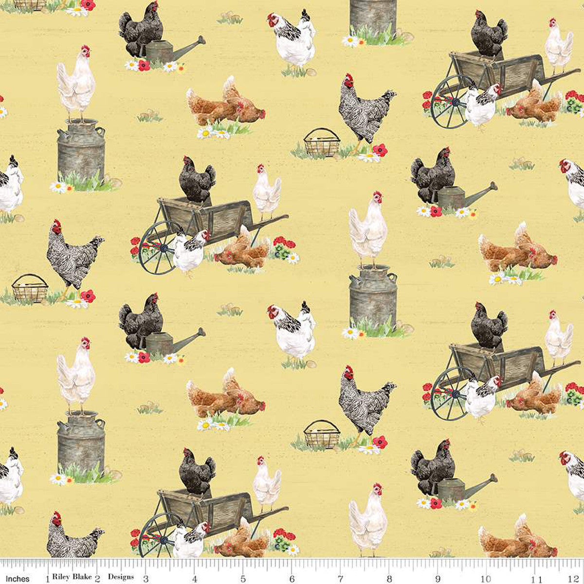 Spring Barn Quilts - Chickens - CD14331-Yellow