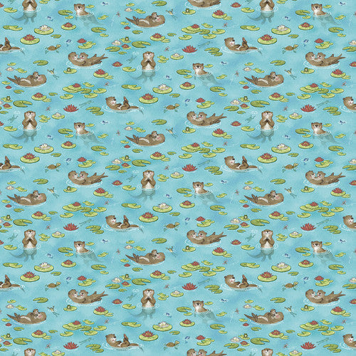 River Romp - Otters and Lily Pads, Teal - 861-76