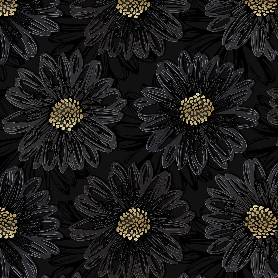 Shiny Objects - Onyx Embossed Blooms with Metallic