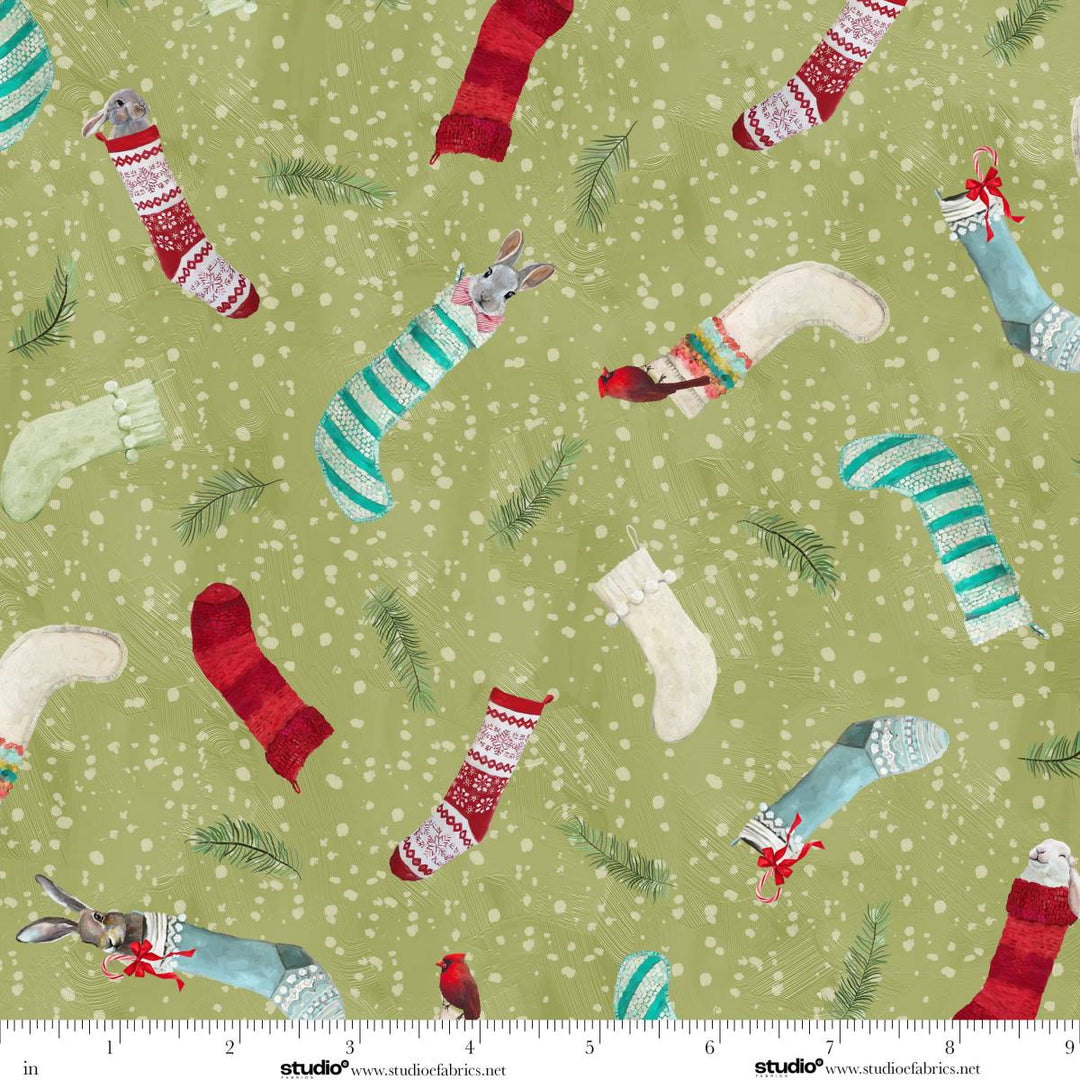 Holly Woods - Critter Stockings, Sage - E-9245-61
