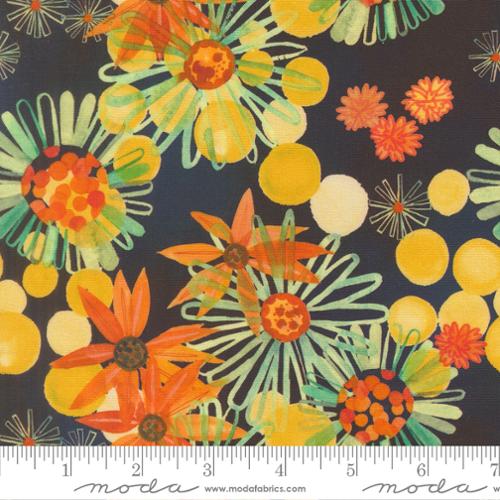 Northern Brights - Yellow Black Eyed Florals, Night Sky - 21856 15
