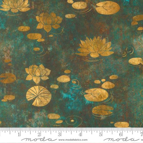 Tranquil Patina - Drifting Waters Novelty Water Lilies, Teal - 48110 12