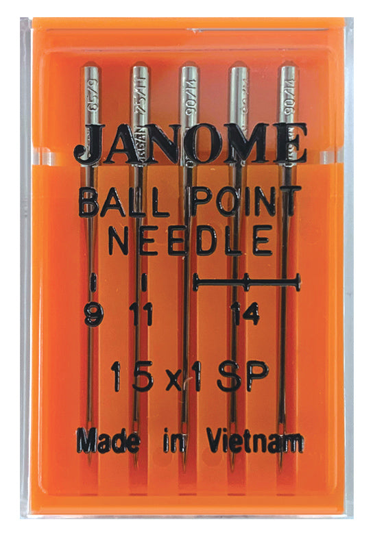 Janome Assorted Ball Point Needles - pack of 5, assorted sizes