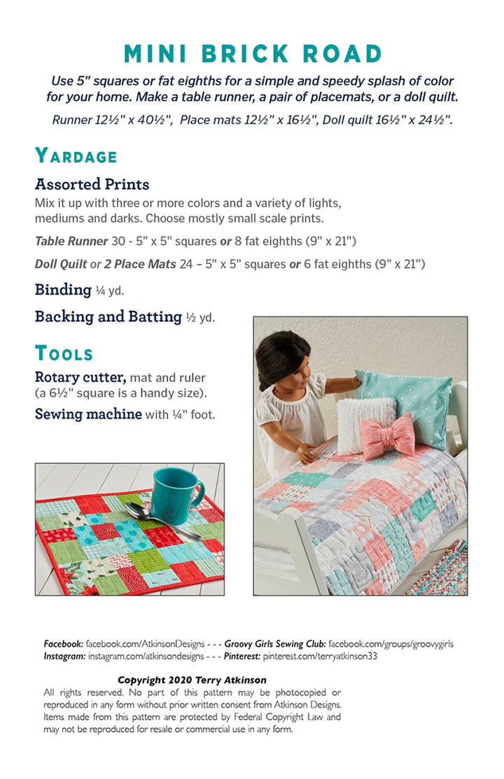 Mini Brick Road - Table Runner Pattern