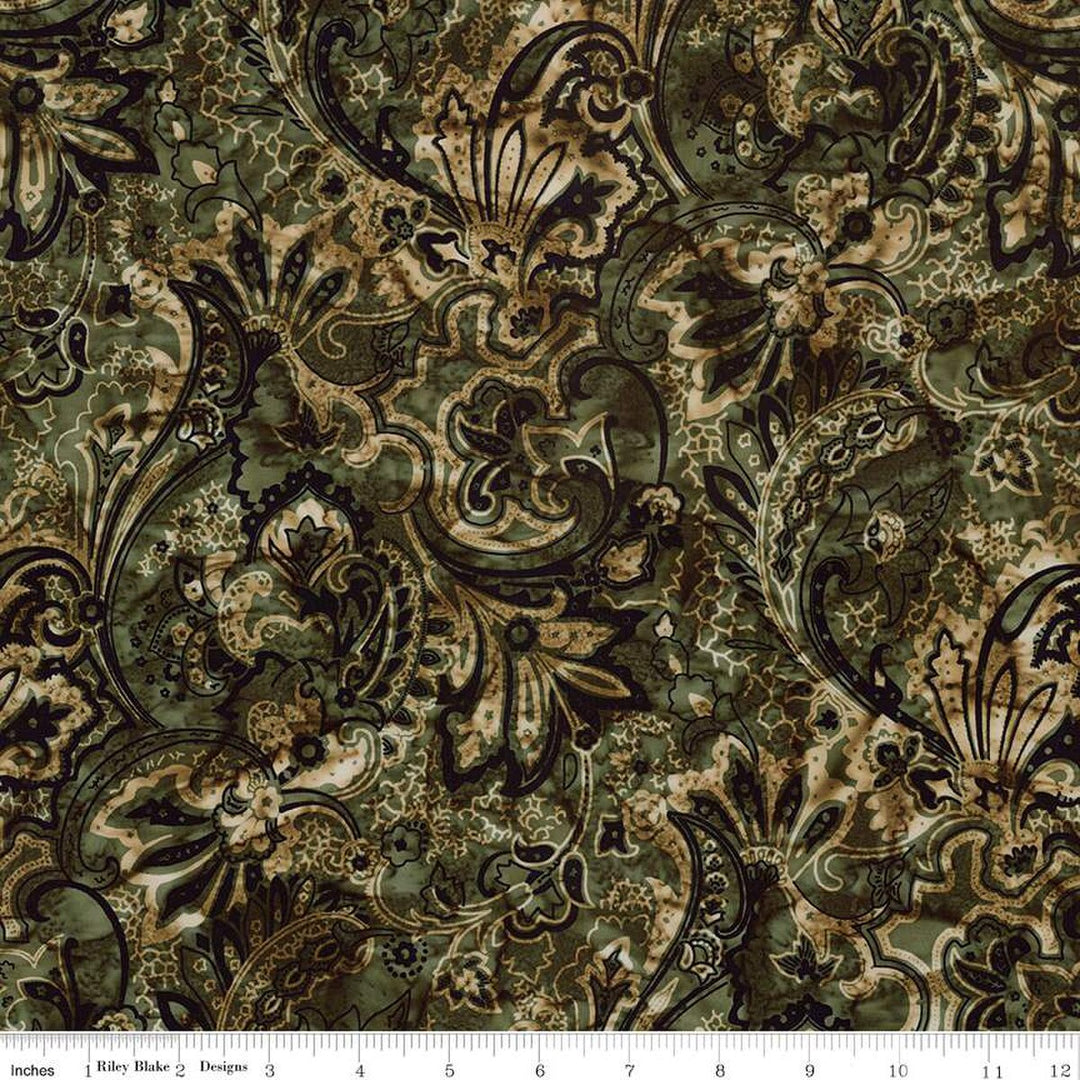 Express Yourself! Bandana - Dark Vintage Green, Green - BT23425-328 - Expressions Batiks