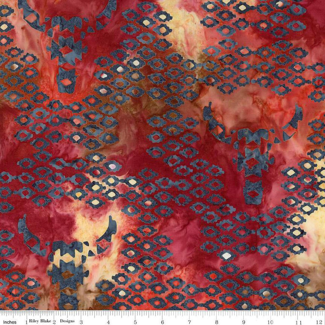 Places You'll Go Western Reflection - Autumn Leaves, Red - BT23501-268 - Expressions Batiks