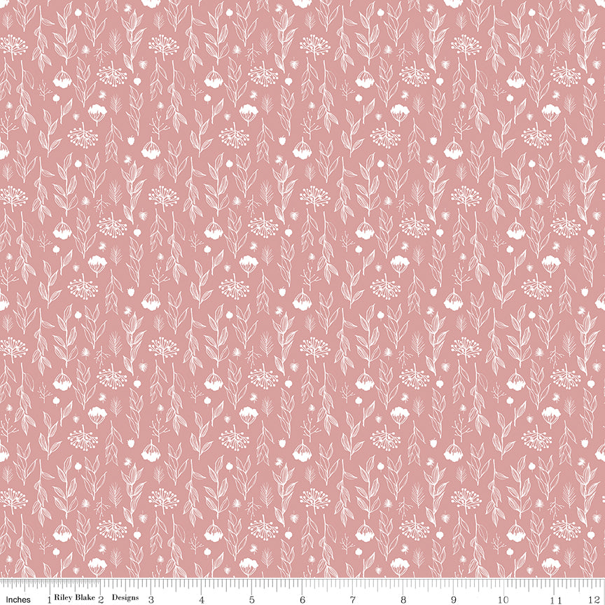 Evening on the Prairie - Silhouette Floral, Pink - C16748-PINK