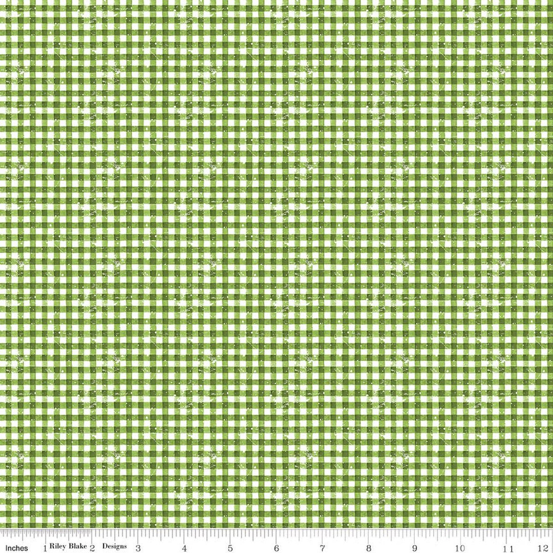 Gingerbread - Sugary Gingham, Green - C17856-GREEN