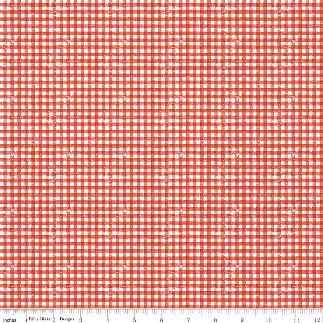 Gingerbread - Sugary Gingham, Red - C17856-RED