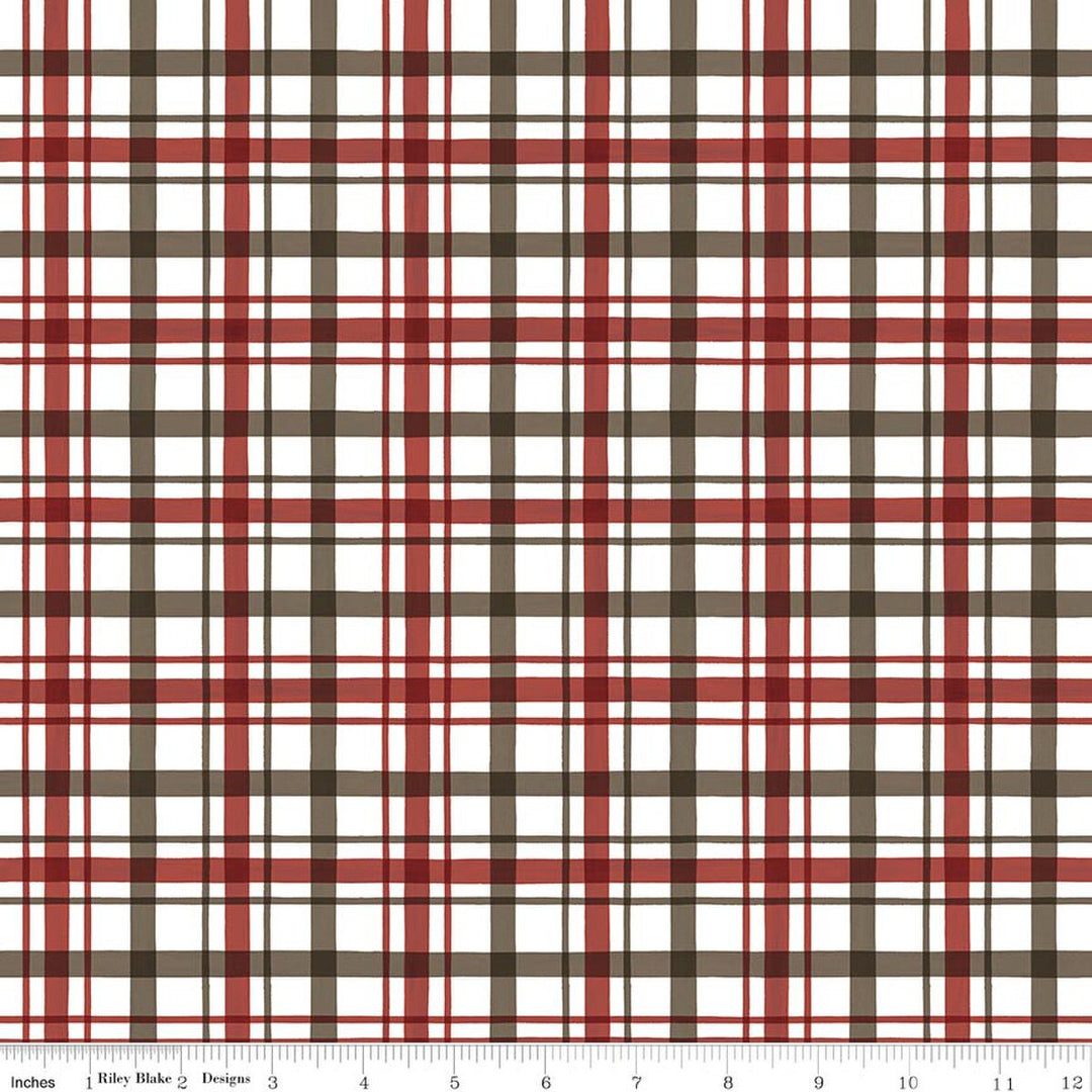 Covered Bridges in Winter - Plaid, Barn Red - C18003-BARNRED