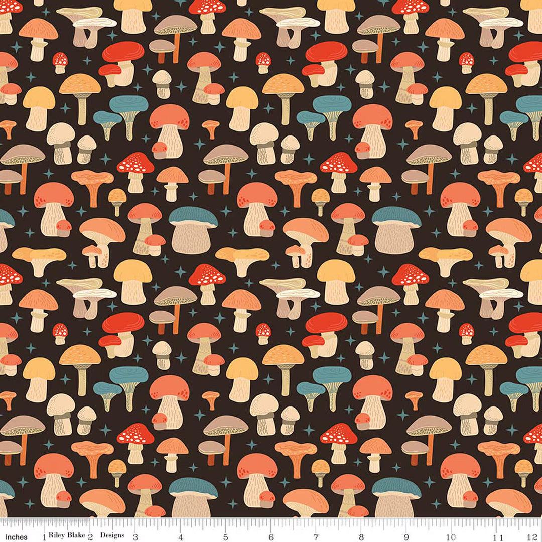 Secret Garden - Mushrooms, Black - C18041-Black