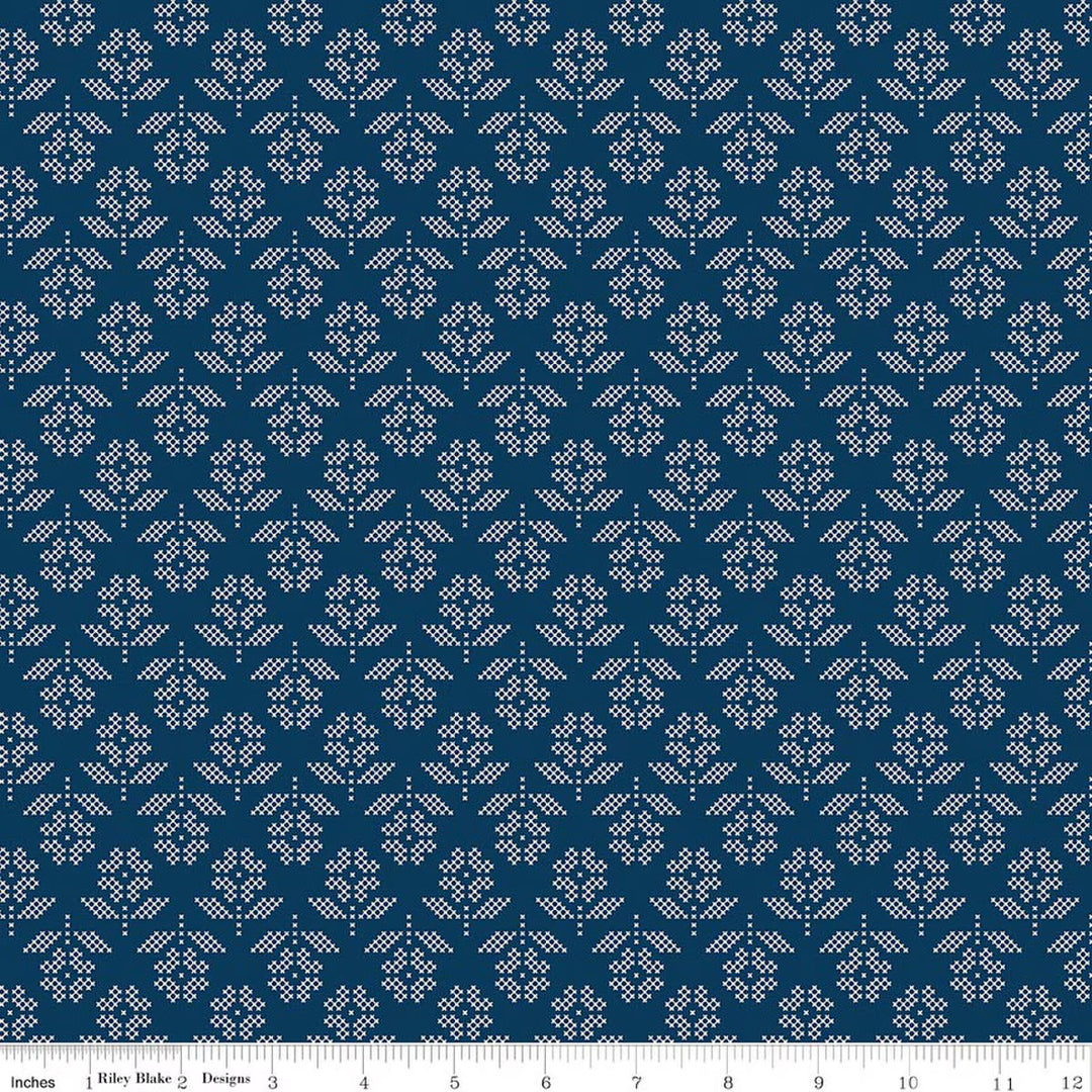 Denim & Daisy - Flowers, Oxford Blue - C18131-OxfordBlue