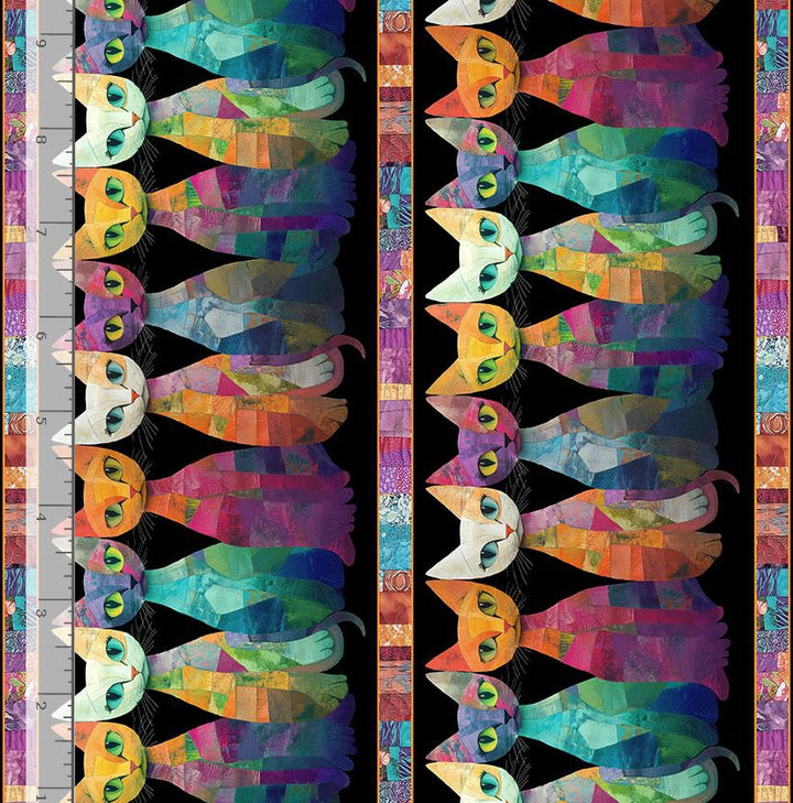 Sophisticat - Quilt Cats 11" Stripes, Black - CAT-CD4005