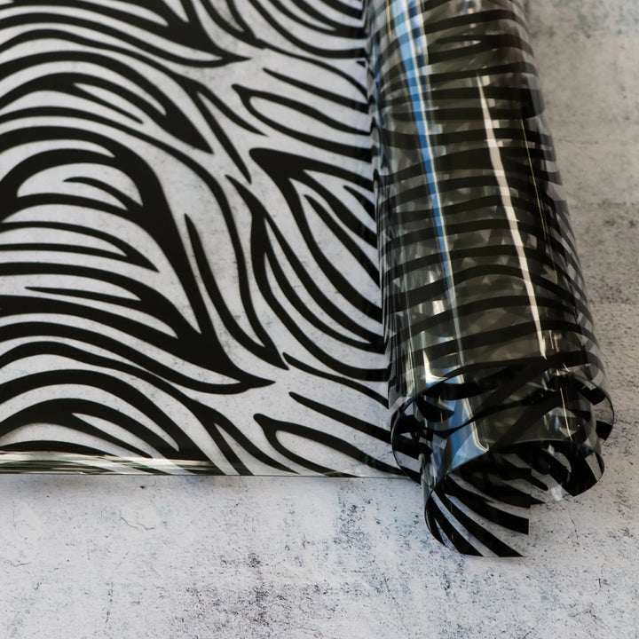 Zebra Print Premium Clear Vinyl - Packaged 1/2 yard Cut