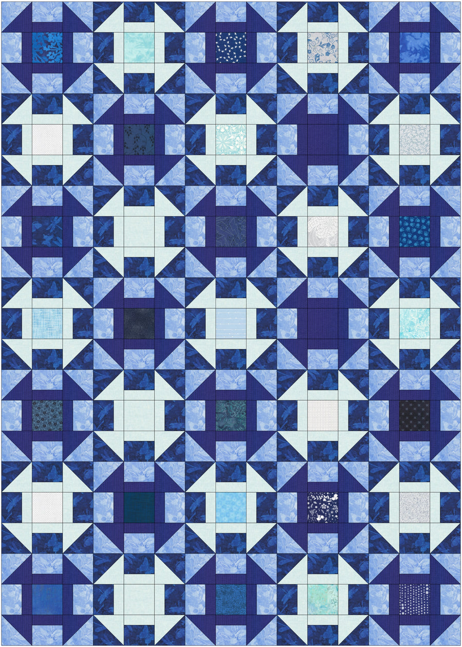 Churn Dash Blues Quilt Pattern Mended Hearts Quilting & Boutique