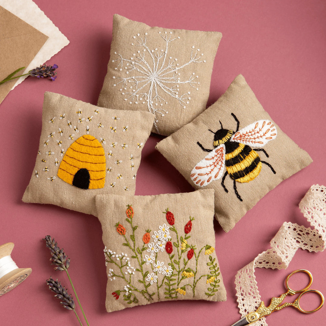 Kit # 8044B - Embroidery Lavender Bags - Bees