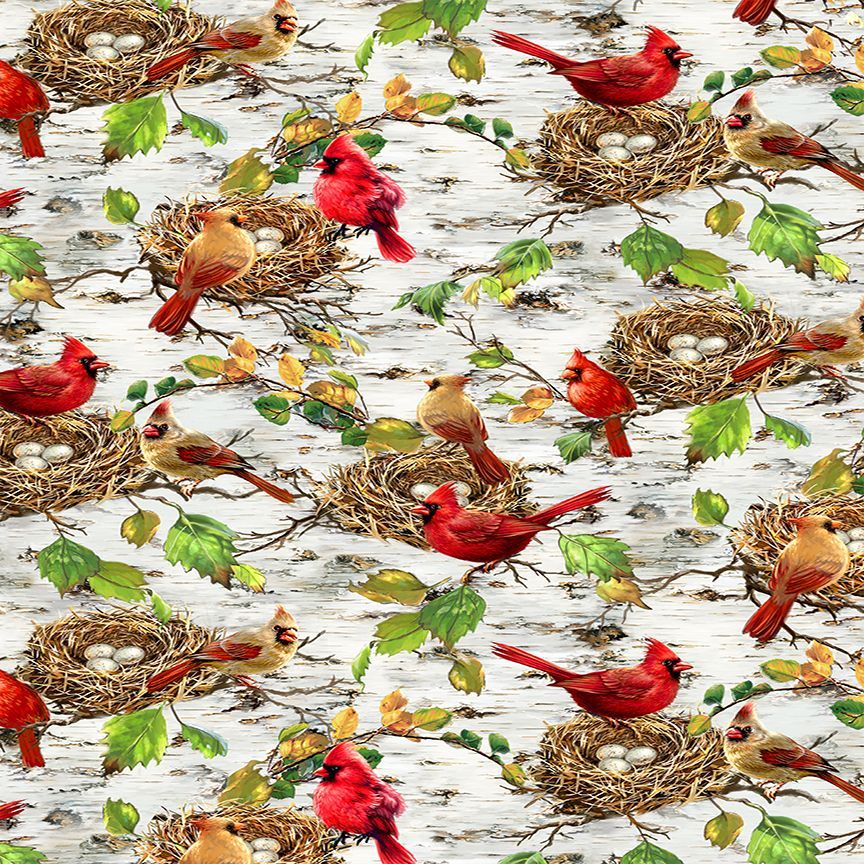 Secret Hollow - Cardinals & Bird Nests, Birch - Dona-CD4269
