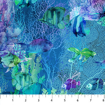 Coral Reef - Fish, Navy Multi - DP28879-48