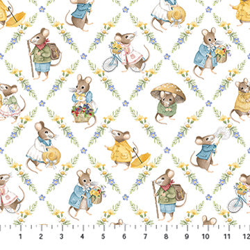 Country Mouse - Diamond Grid, White Multi - DP29008-10