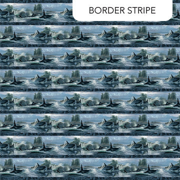 Voyage - Naturescapes - Border Stripe, Blue Multi - DP29116-48