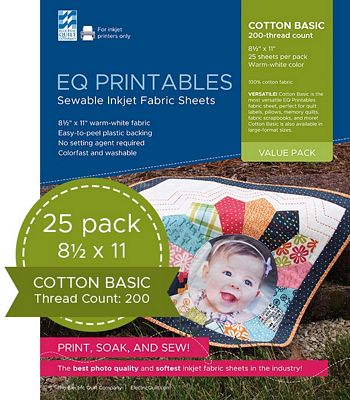 EQ Printables Regular Cotton Fabric Sheet 25pk
