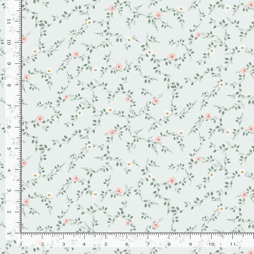Til the Cows Come Home - Tiny Floral Vines, Blue - FLEUR-CD4046