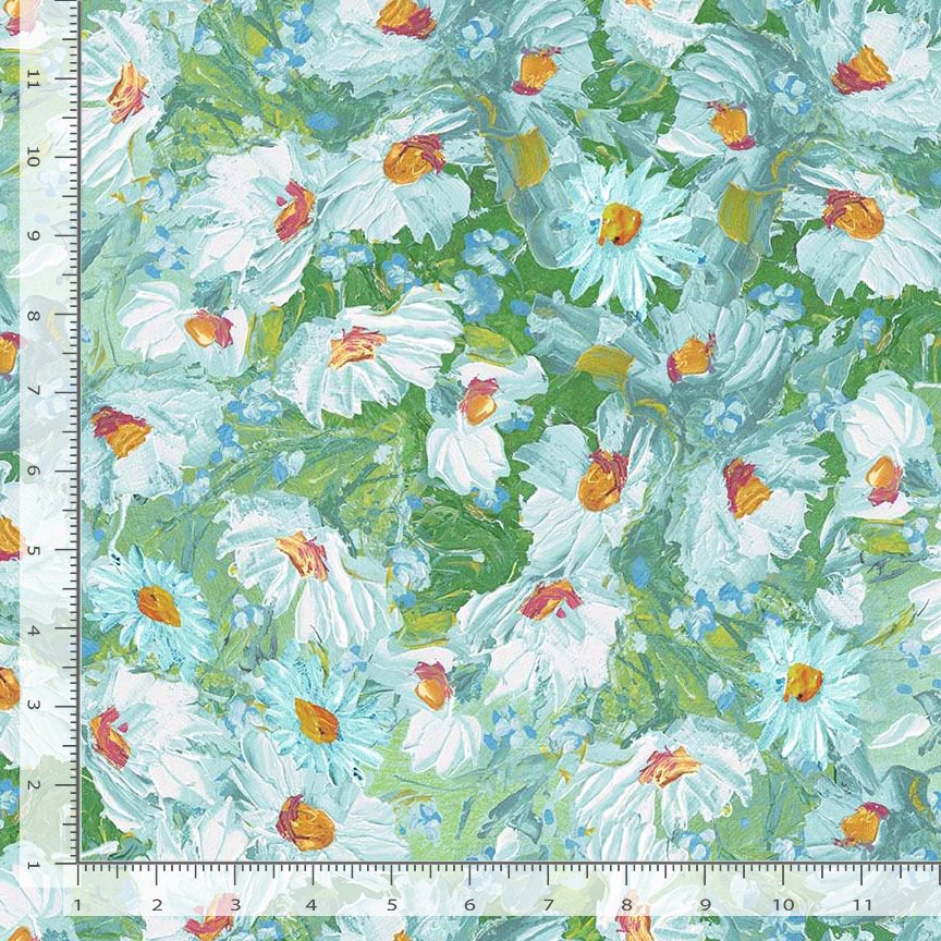 Impression  - Painted Daisy Floral, Sage - FLEUR-CD4193