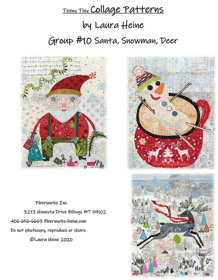 Teeny Tiny Collage Patterns Group 10 Santa, Snowman, and Deer