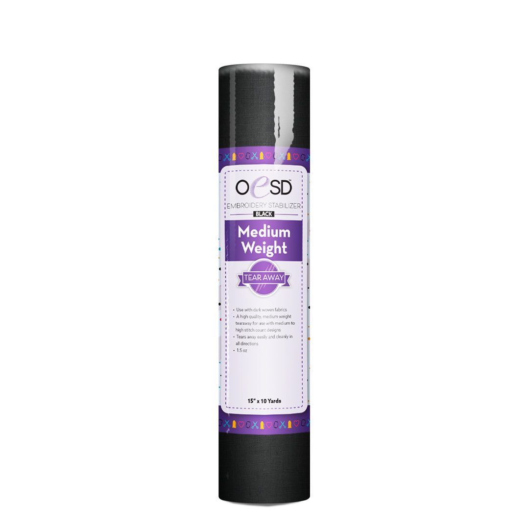 Medium Weight - Tear Away Stabilizer, Black - 15" x 10yds