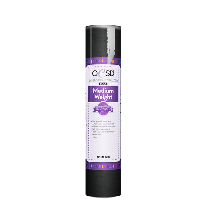 Medium Weight - Tear Away Stabilizer, Black - 15" x 10yds