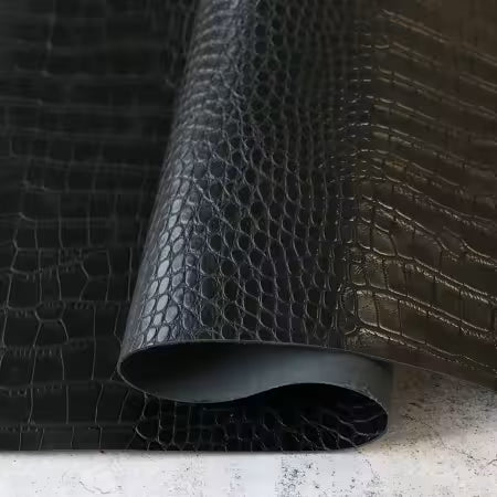 Black Faux Alligator Leather - Packaged 1/2 yard Cut