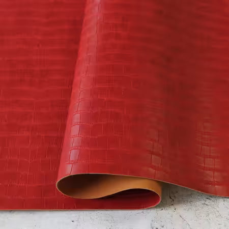 Crimson Red Faux Crocodile Leather - Packaged 1/2 yard Cut