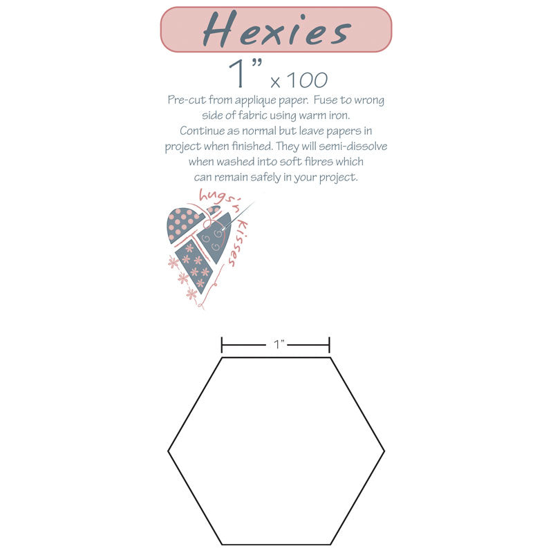 EPP Iron Ons - English Paper Piecing Templates - 1" Hexagon - 100 per package
