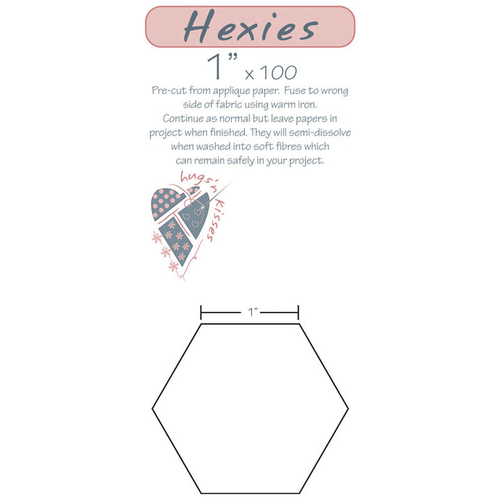 EPP Iron Ons - English Paper Piecing Templates - 1" Hexagon - 100 per package