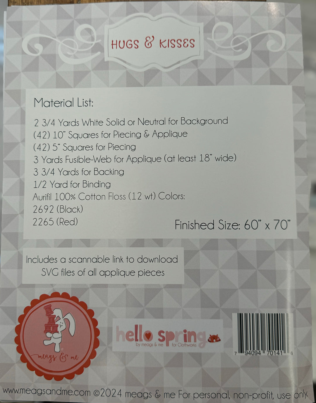 Hugs & Kisses - Quilt Pattern