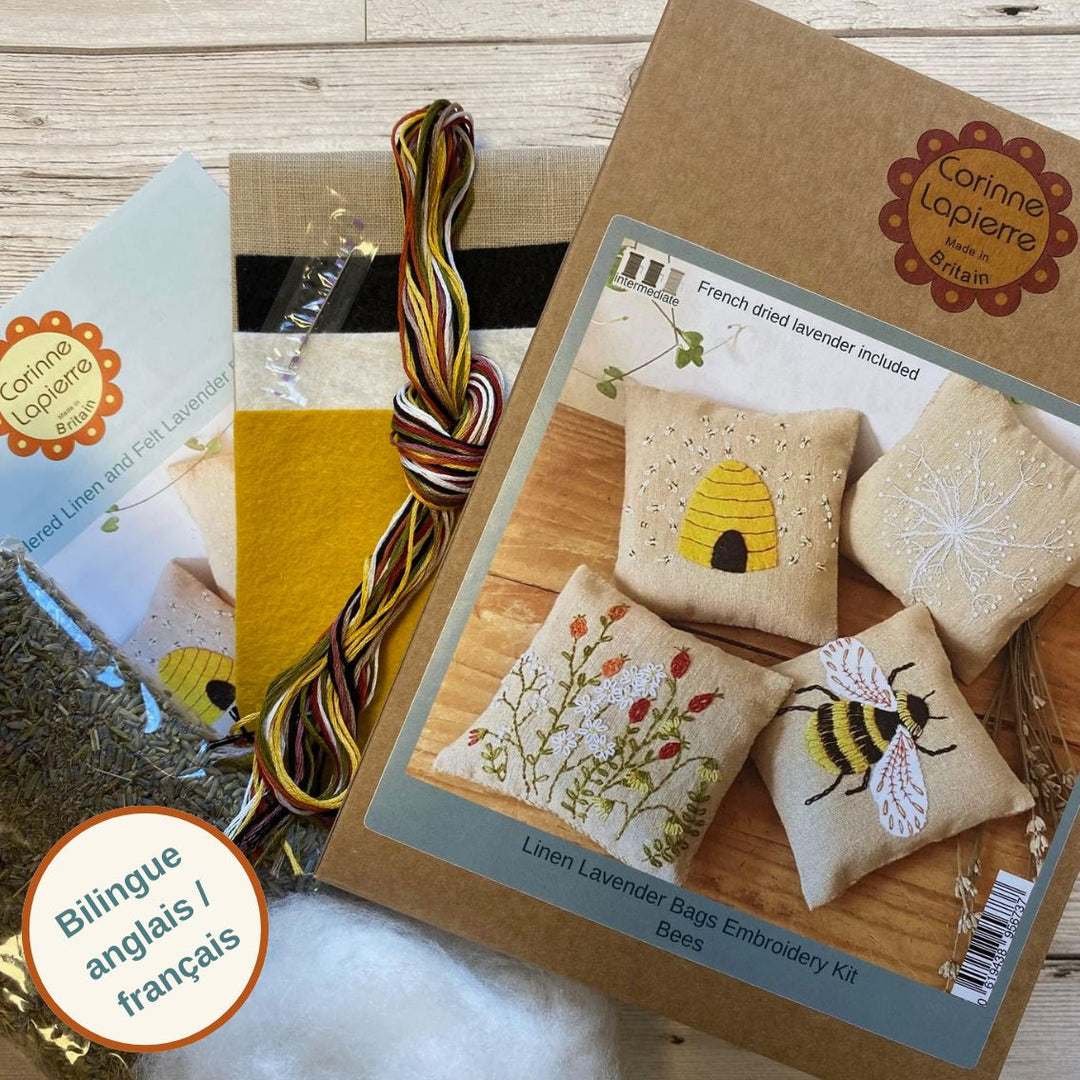 Kit # 8044B - Embroidery Lavender Bags - Bees