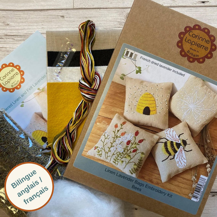 Kit # 8044B - Embroidery Lavender Bags - Bees