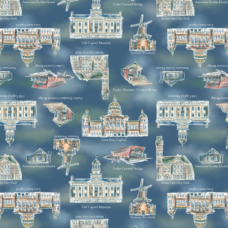 2026 All Iowa Shop Hop - Landmarks, Blue - 55314D-4