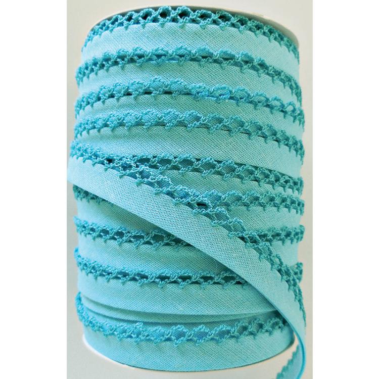 Crochet Edge Double Fold Bias Tape - Turquoise