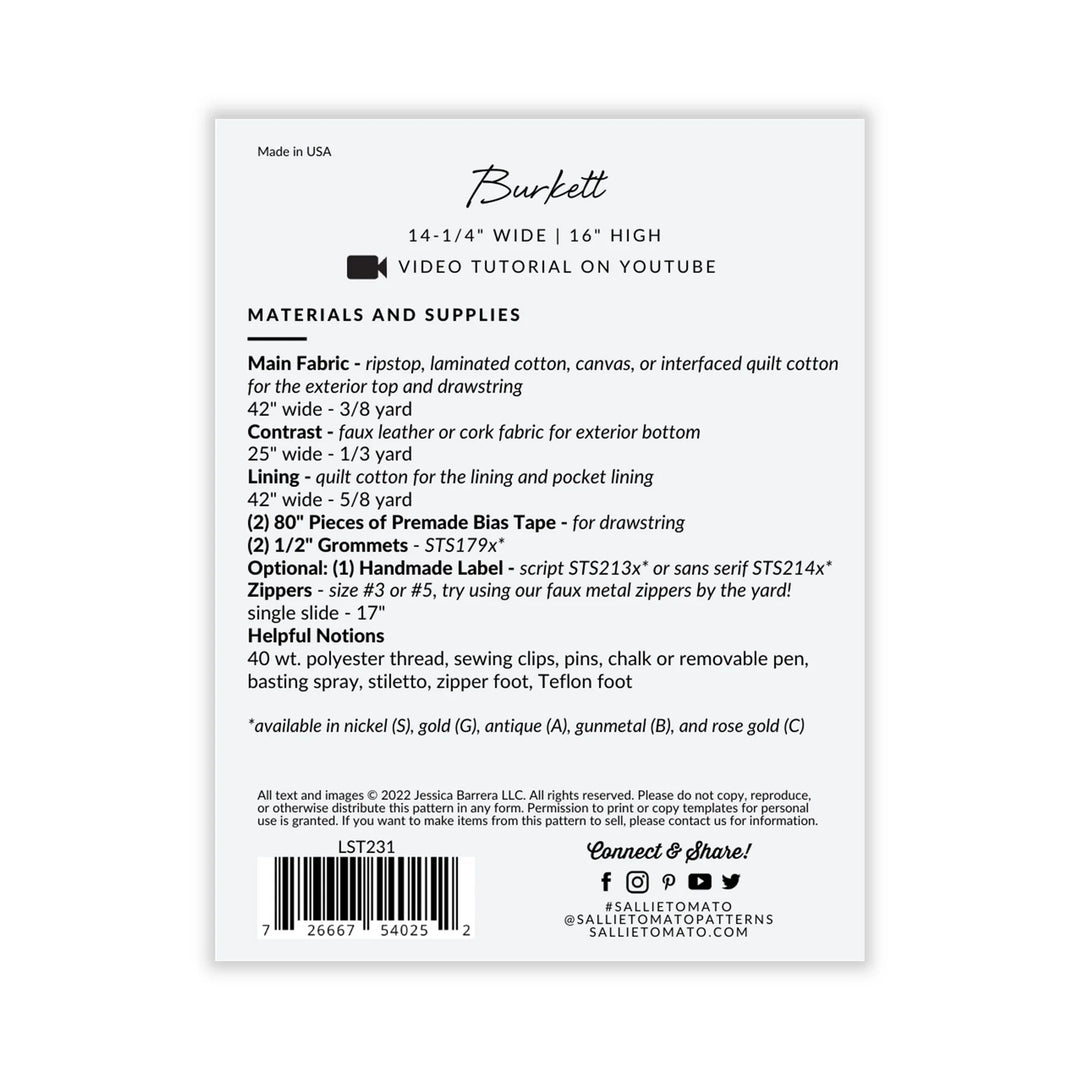 Burkett - Drawstring Backpack Pattern
