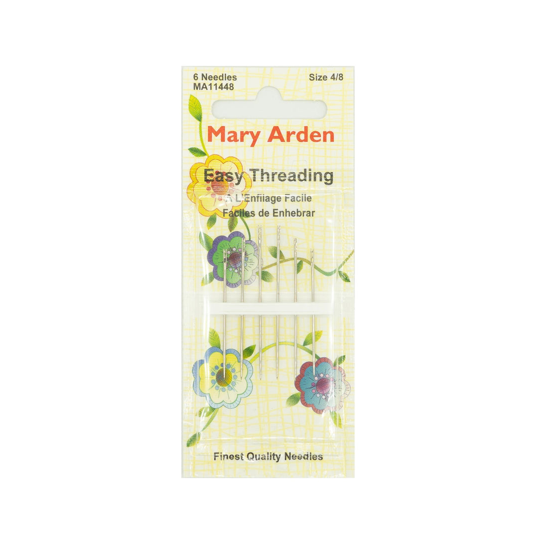 Mary Arden Easy Threading Needles - package of 6, multi size 4/8