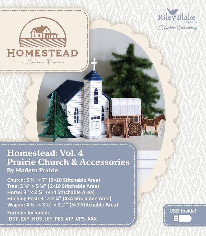 Homestead: Vol. 4 Prairie Church & Accessories - Machine Embroidery