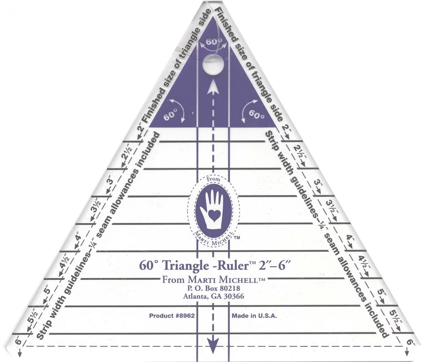 60 Degree Triangle Ruler 2" to 6"
