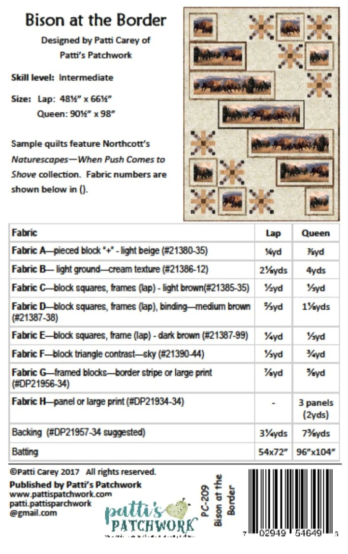 Bison at the Border - Panel Quilt Pattern