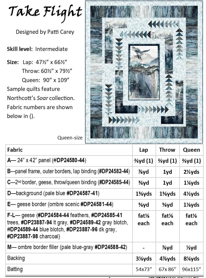 Take Flight - Panel Quilt Pattern
