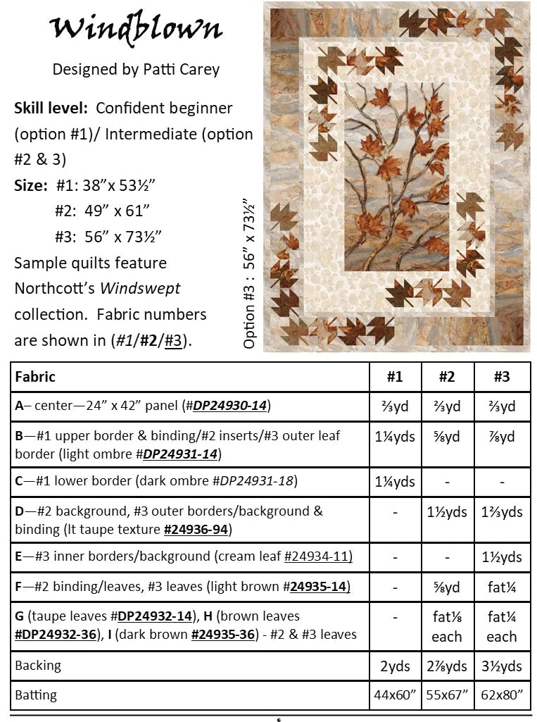 Windblown - Panel Quilt Pattern