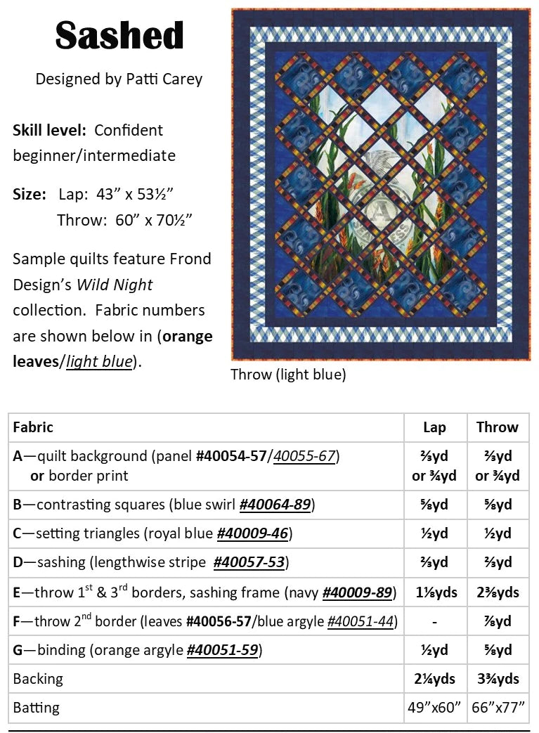Sashed - Panel Quilt Pattern