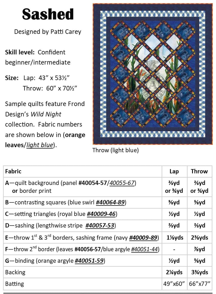 Sashed - Panel Quilt Pattern