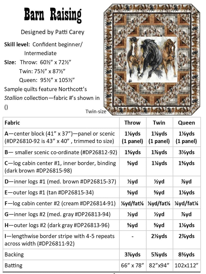 Barn Raising - Panel Quilt Pattern